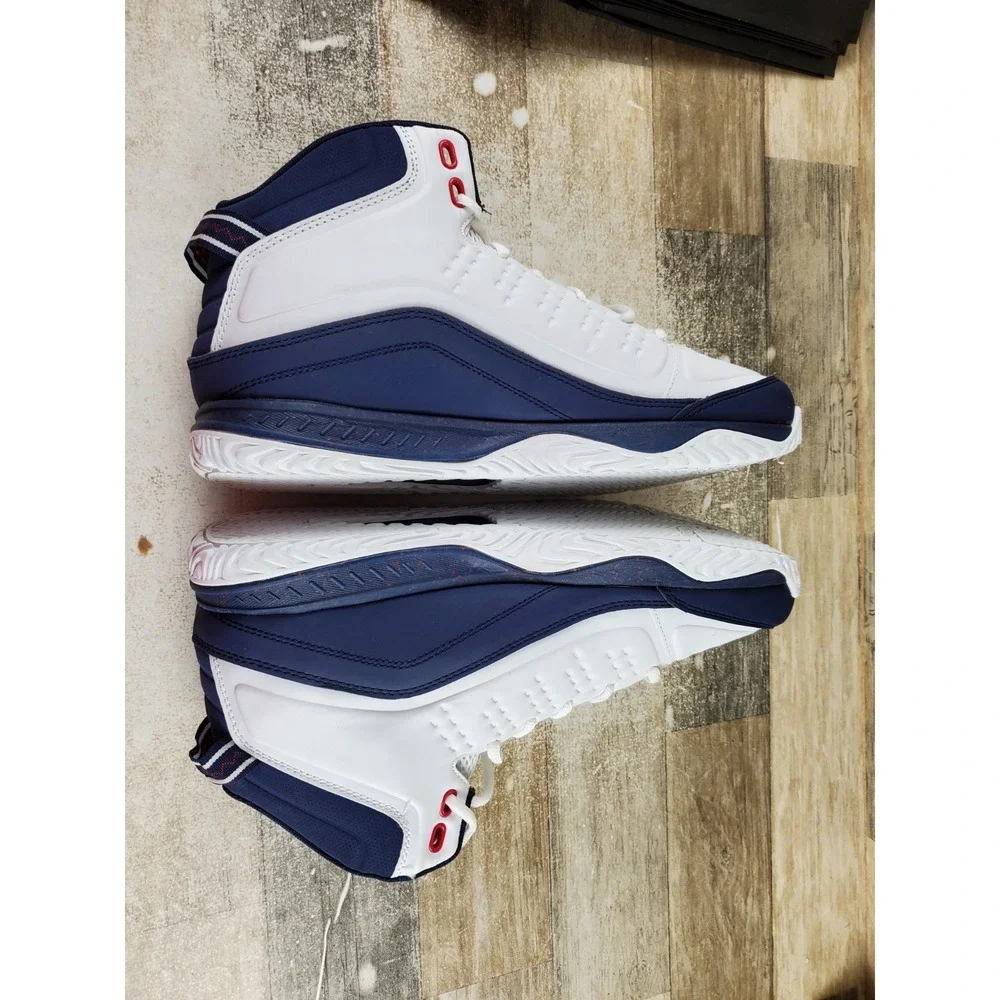 AND1 Pulse 2 Mens Basketball Shoes Sz 13 White Navy Blue Red Lace Up Sneakers